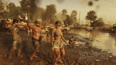 People Dancing In Mud With Mud Text GIF