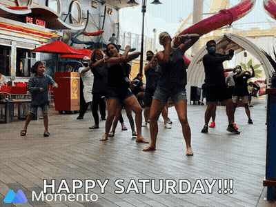 People Dancing On Sidewalk Happy Saturday GIF