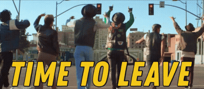 People Dancing On Street Saying Time To Leave GIF