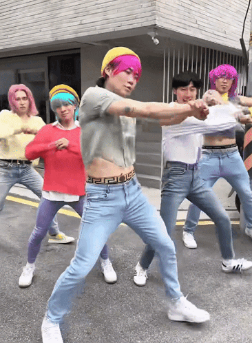 People Dancing On Street With Greek Key Belt GIF