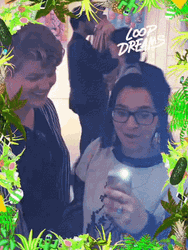People Dancing With Green Floral Border GIF