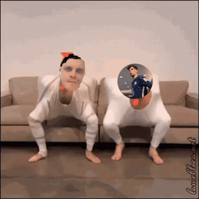 People Doing Squats In Front Of Soccer Poster GIF