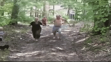 People Falling Chasing Chickens GIF