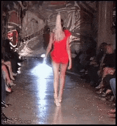 People Falling Model On Runway Wobbly Shoes GIF
