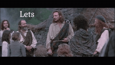 People Gathered Around Man In Kilt Saying Lets GIF