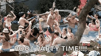 People Having Pool Party In Backyard GIF