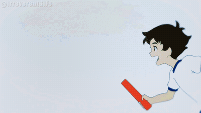 People Holding Hands Passing Baby Lee Baton To Josh GIF