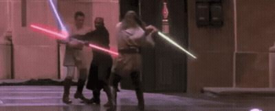 People Holding Lightsabers GIF