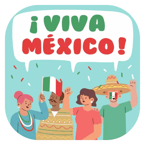 People Holding Mexican Flags And Saying I Viva Mexico Sticker