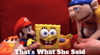 People Holding SpongeBob, Mario, And Jeff Toys GIF