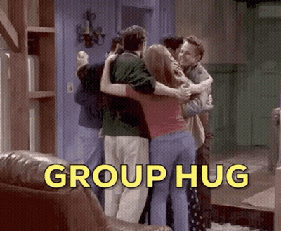 People Hugging Saying Group Hug GIF