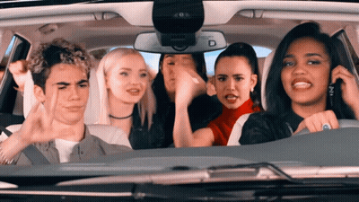 People In Car With Rear View Mirror Letter D GIF