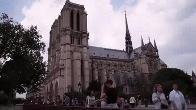 People In Front Of Large Cathedral GIF
