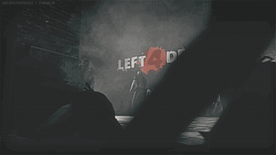 People In Front Of Left 4 Dead Wall GIF