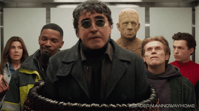 People In Front Of Spider Man Now Way Home Statue GIF