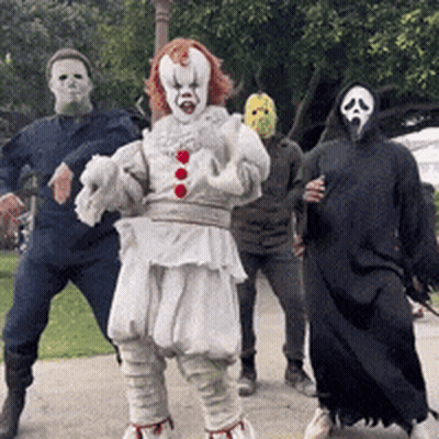 People In Halloween Costumes Dancing GIF
