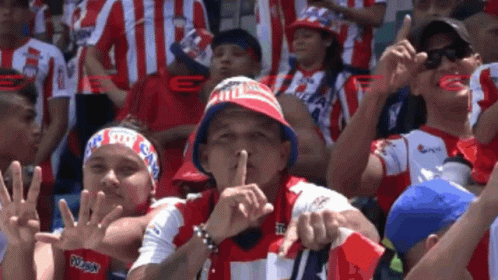 People In Red And White Striped Shirts In Stadium GIF