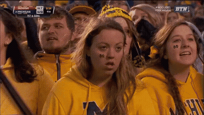 People In Yellow Sweatshirts With Letter M GIF