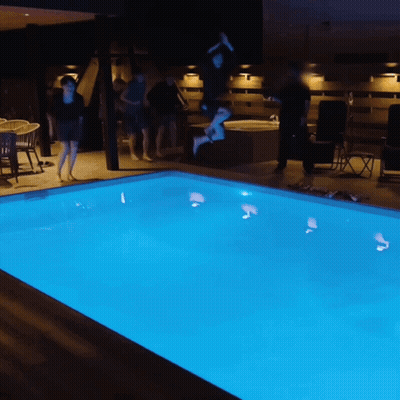 People Jumping Into Pool GIF