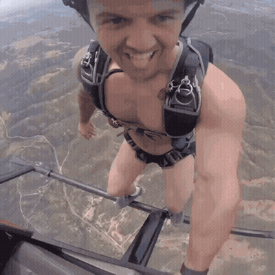 People Jumping Out Of Plane Saying Awesome GIF