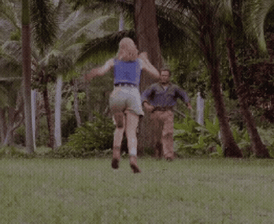 People Looking At Giant Dinosaur GIF