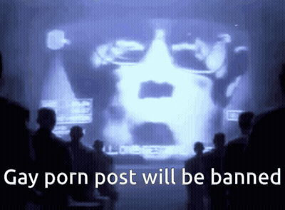 People Looking At Screen Saying Gay Porn Post Will Be Banned GIF