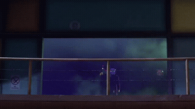 People On Balcony Wearing Masks Including Ox GIF