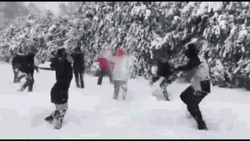People Playing Snowball Fight GIF