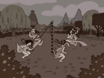 People Playing Volleyball In Field GIF