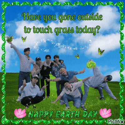 People Posing In Field Touch Grass GIF