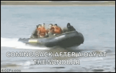 People Riding Boat Coming Back After Day At Sandbar GIF