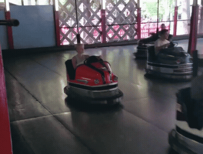People Riding Bumper Cars With Ford GIF