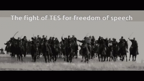 People Riding Horses Fight For Freedom Of Speech GIF