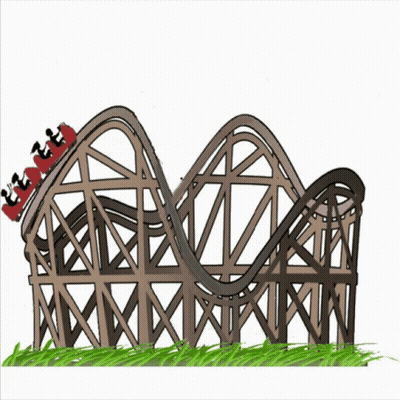 People Riding Roller Coaster GIF