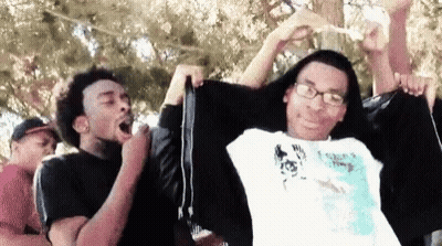 People Riding Roller Coaster One With Glasses GIF