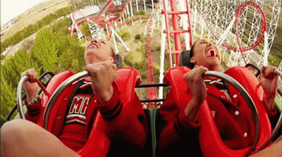 People Riding Roller Coaster With Michigan Shirt GIF