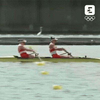 People Rowing Boat Olympics Logo GIF