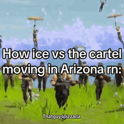 People Running With Umbrellas In Video Game Field GIF