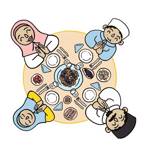 People Sitting Around Food Sticker