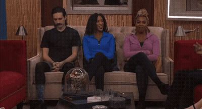 People Sitting At Table With Big Brother GIF