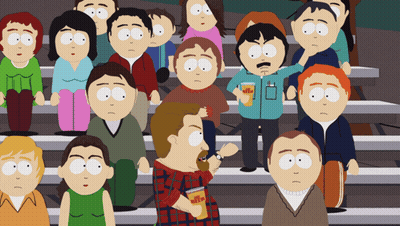People Sitting On Bleachers With Mrs Pepper Cup GIF