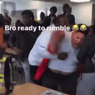 People Standing Around Table Bro Ready To Rumble GIF