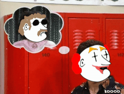 People Standing Before Red Curtain With Balloons GIF