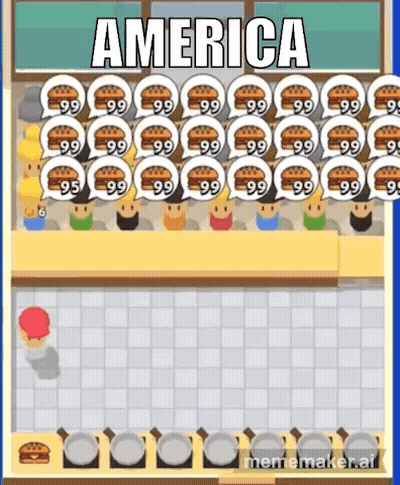 People Standing in Front of Hamburgers and America Sign