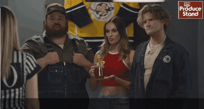 People Standing In Front Of Produce Stand GIF
