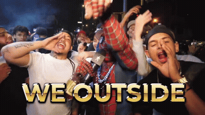 People Standing In Front Of We Outside GIF
