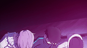 People Standing In Purple Room GIF