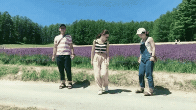 People Walking In Lavender Field GIF