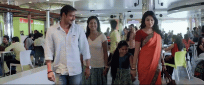People Walking Through Crowd Panorama GIF