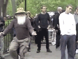 People Watching Old Grandpa Dance GIF